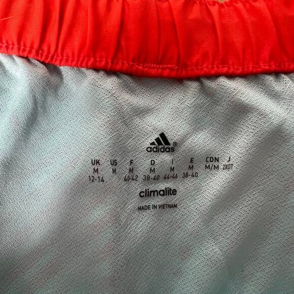 Adidas Women's Medium Climalite Running Shorts Drawstring Orange Blue Athletic - Picture 4 of 5